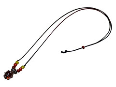 ハンドメイドアクセサリー BUC-17 ハンドメイド 皮ひもビー玉ネックレス