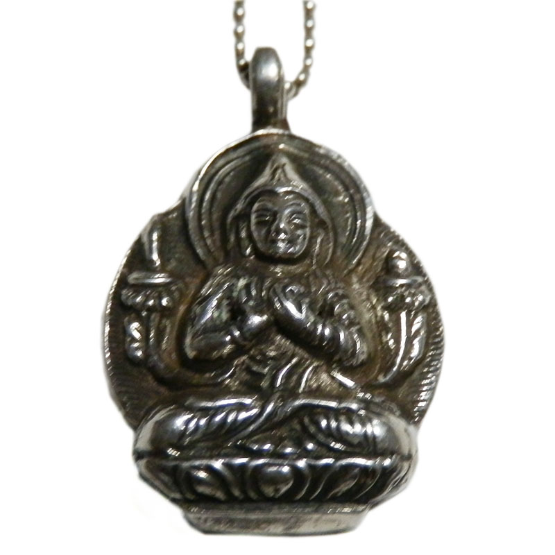 アジアン雑貨 ネパール仏具 シルバーアクセサリー BN-23 ブッタネックレス(ツソンカパ像)