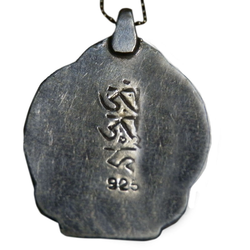 アジアン雑貨 ネパール仏具 シルバーアクセサリー BN-41 ブッタネックレス(グリーンターラー像)