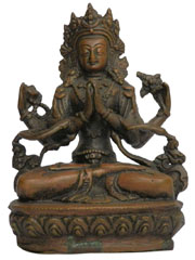 アジアン雑貨　BS-31 ネパール仏像　六字咒観音菩薩(チャングラ・レーシー)