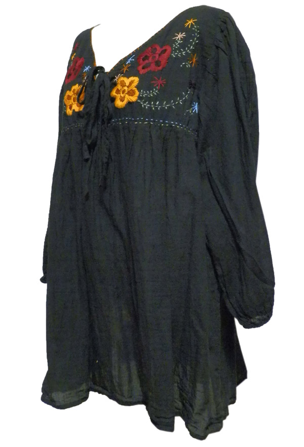 アジアン衣料 RSB-2 コットン・リボン刺繍ブラウス