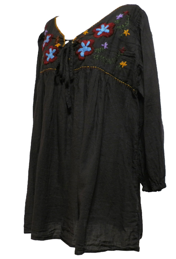 アジアン衣料 RSB-3 コットン・リボン刺繍ブラウス