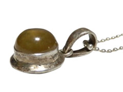 アジアン雑貨 天然石シルバーアクセサリー PUN-26 オレンジムーンストーン ・プチネックレス
