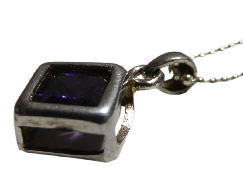 アジアン雑貨 シルバーアクセサリー QU-4 キュービック・ジルコニア・ネックレス
