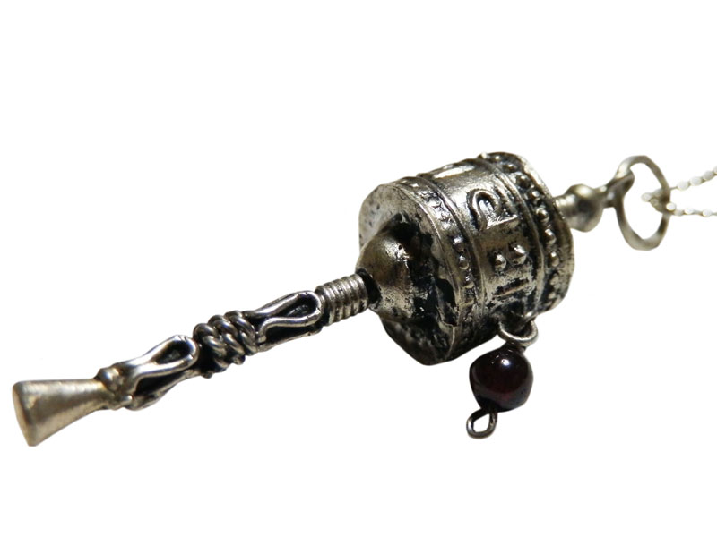 ネパール仏具 シルバーアクセサリー お守りネックレス(マニ車