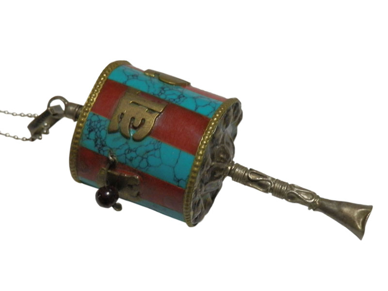 アジアン雑貨 ネパール仏具 シルバーアクセサリー MAN-5 お守りネックレス(マニ車)