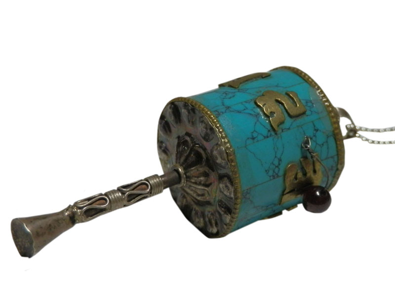 アジアン雑貨 ネパール仏具 シルバーアクセサリー MAN-7 お守りネックレス(マニ車)