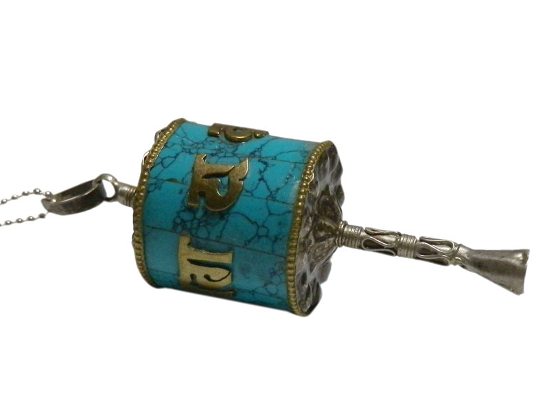 アジアン雑貨 ネパール仏具 シルバーアクセサリー MAN-7 お守りネックレス(マニ車)