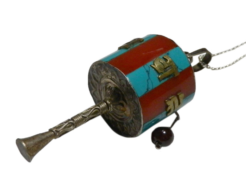 アジアン雑貨 ネパール仏具 シルバーアクセサリー MAN-8 お守りネックレス(マニ車)