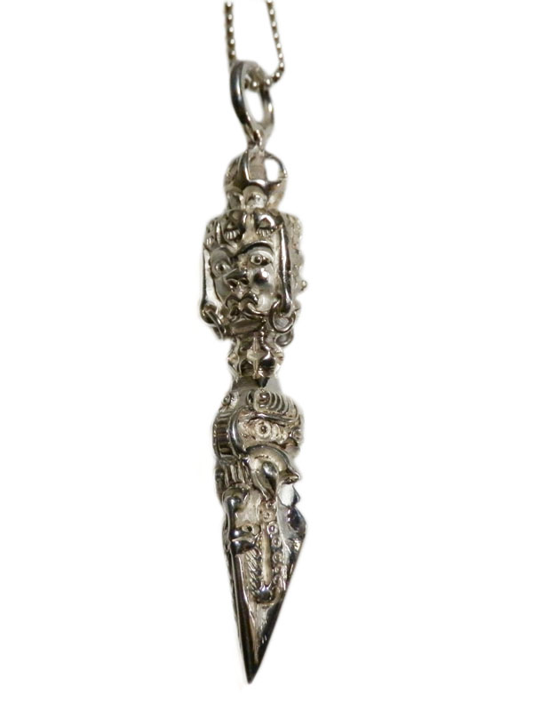 アジアン雑貨 ネパール仏具 シルバーアクセサリー PURU-4 お守りネックレス(プルパ)