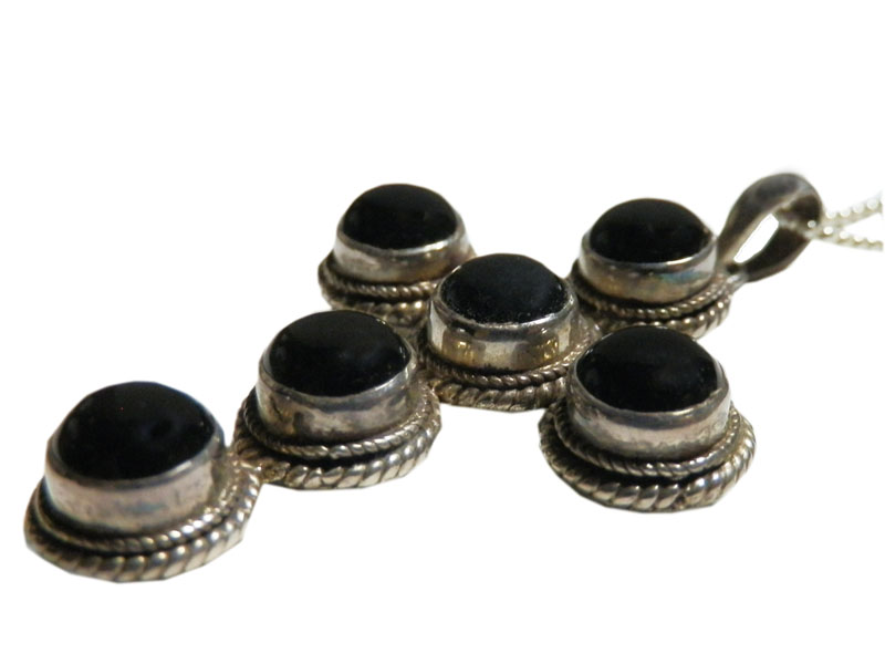 アジアン雑貨 天然石シルバーアクセサリー CR-1 オニキス・クロス