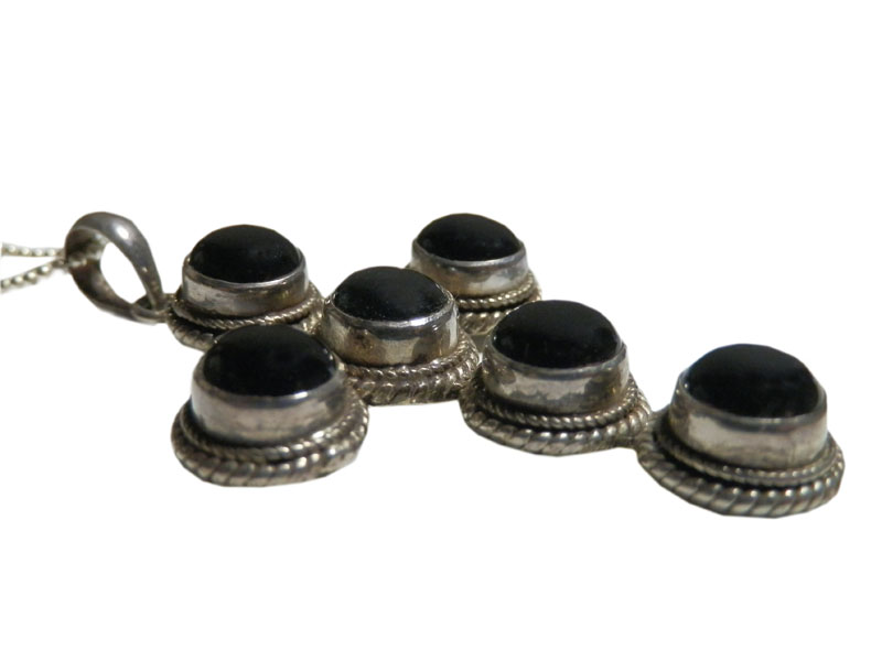 アジアン雑貨 天然石シルバーアクセサリー CR-1 オニキス・クロス