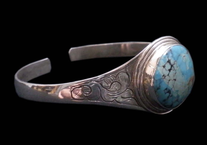 アジアン雑貨 天然石シルバーアクセサリー TB-7 トルコ石バングル