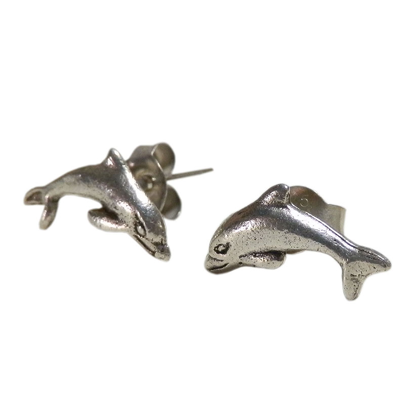 アジアン雑貨 シルバーアクセサリー KCP-22 シルバー・キャッチ付きピアス(イルカ)