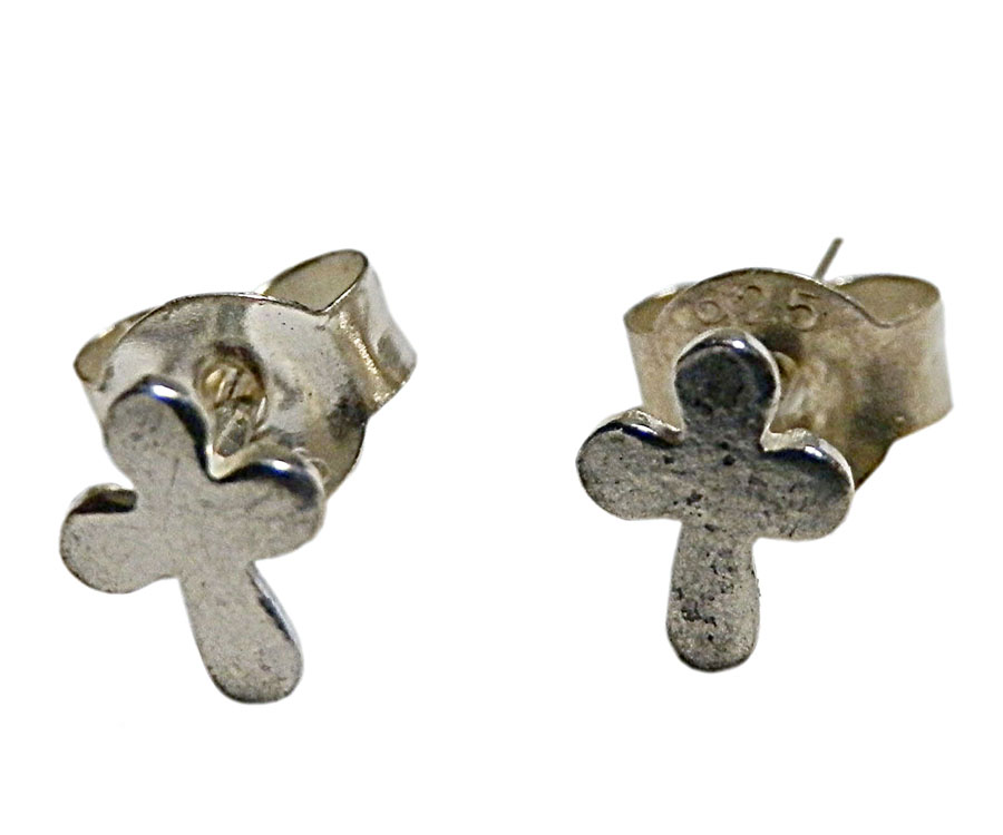 アジアン雑貨 シルバーアクセサリー KCP-27 シルバー・キャッチ付きピアス(クロス)