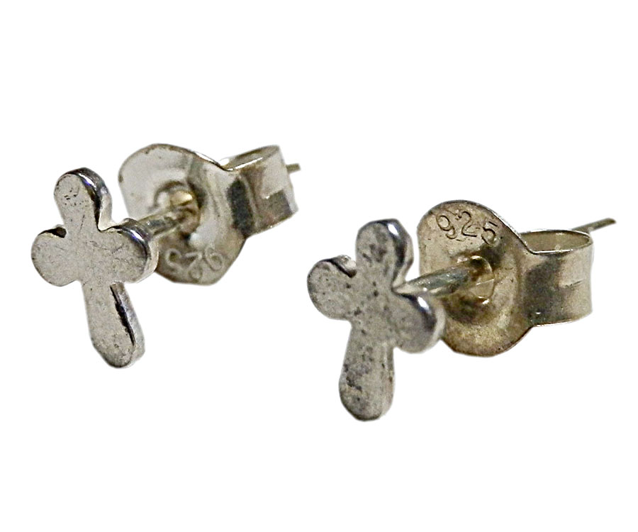 アジアン雑貨 シルバーアクセサリー KCP-27 シルバー・キャッチ付きピアス(クロス)