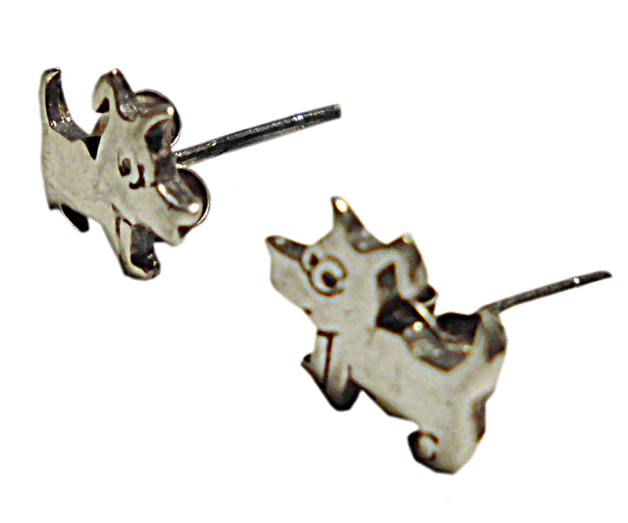 アジアン雑貨 シルバーアクセサリー KCP-3 シルバー・キャッチ付きピアス(犬)