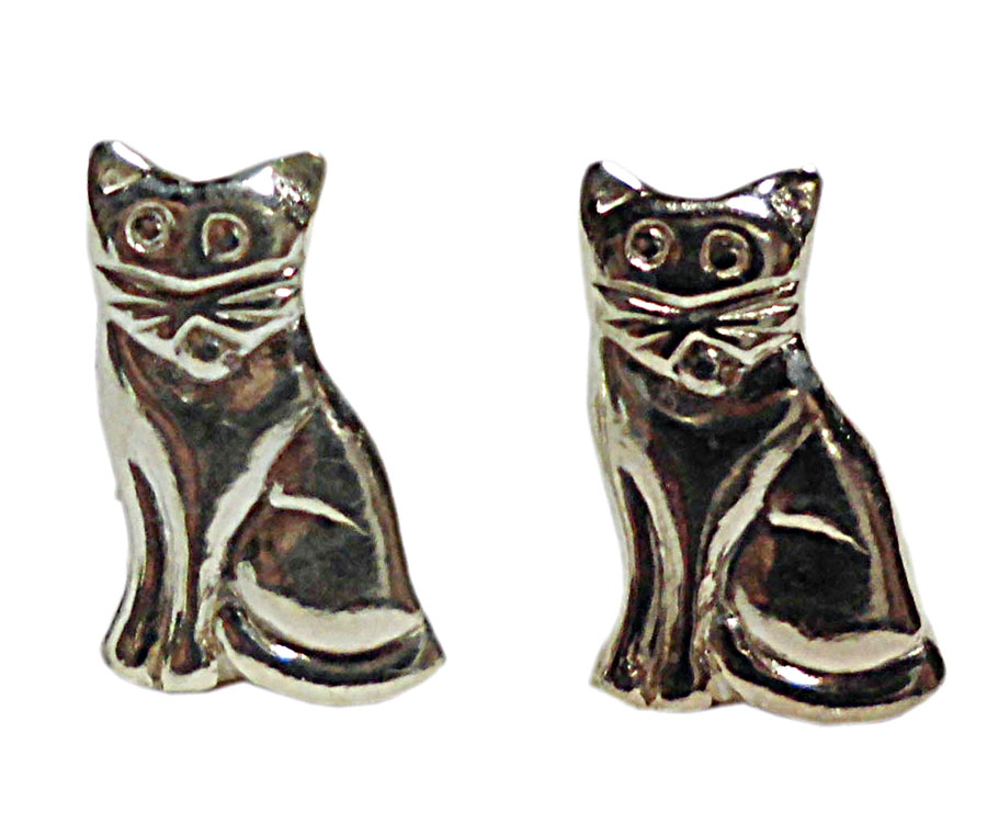 アジアン雑貨 シルバーアクセサリー KCP-4 シルバー・キャッチ付きピアス(猫)