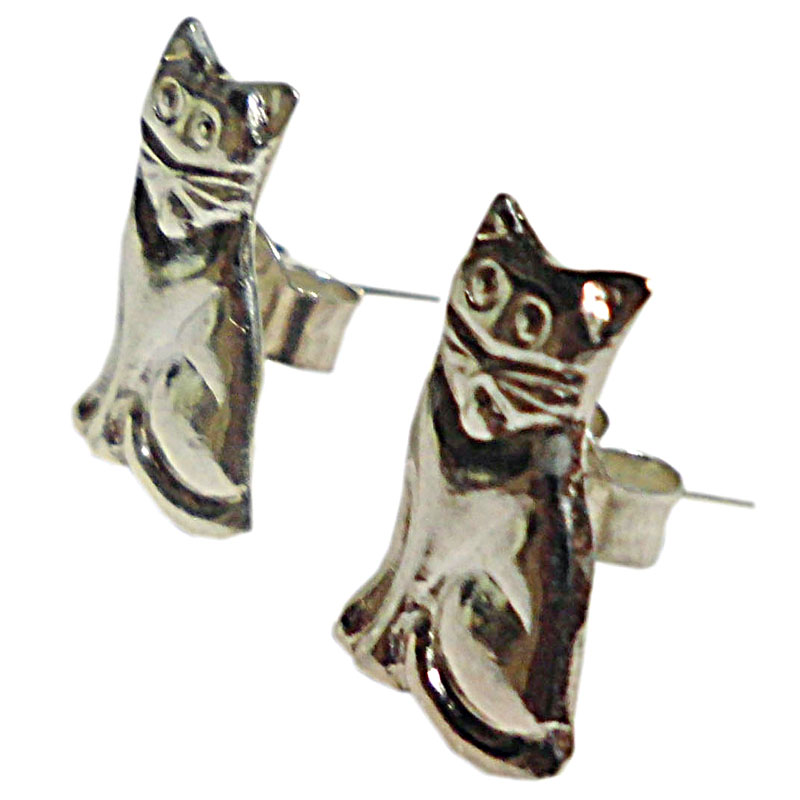アジアン雑貨 シルバーアクセサリー KCP-4 シルバー・キャッチ付きピアス(猫)