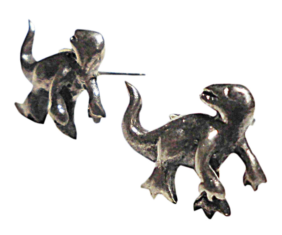 アジアン雑貨 シルバーアクセサリー KCP-5 シルバー・キャッチ付きピアス(恐竜)
