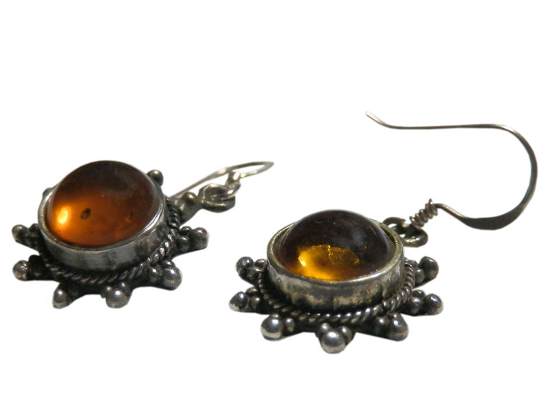 アジアン雑貨 天然石シルバーアクセサリー P-20 天然石ピアス(琥珀)