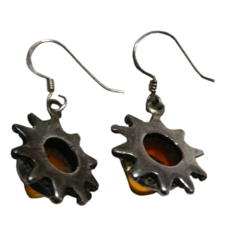 アジアン雑貨 天然石シルバーアクセサリー P-20 天然石ピアス(琥珀)