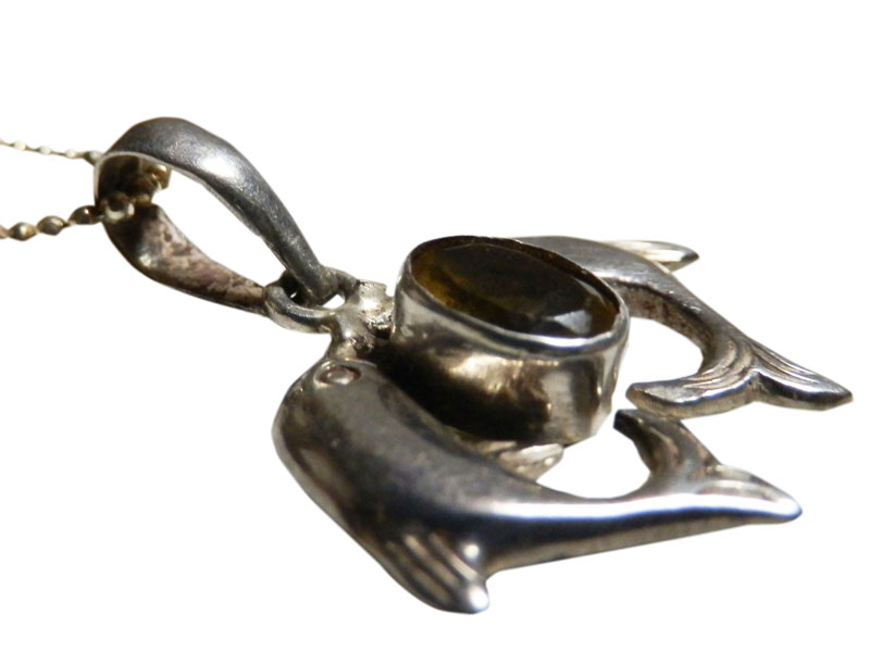 アジアン雑貨 天然石シルバーアクセサリー IR-1 イルカネックレス(レモンクォーツ)