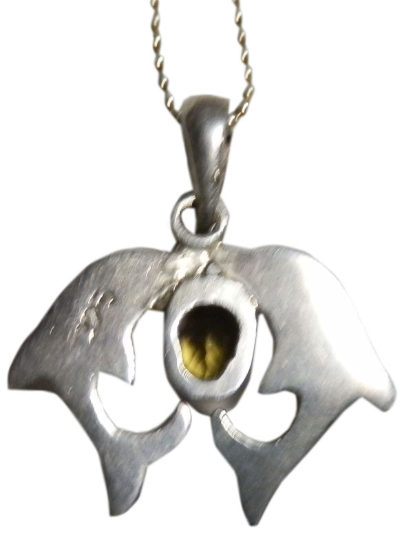 アジアン雑貨 天然石シルバーアクセサリー IR-1 イルカネックレス(レモンクォーツ)