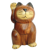 アジアン雑貨 CAT-11 ネコちゃん木彫り(お昼寝猫ちゃん 大)