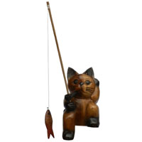 アジアン雑貨 CAT-20 ネコちゃん木彫り(リラックス猫ちゃん)