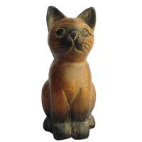 アジアン雑貨 CAT-21 ネコちゃん木彫り(お座り猫・小)