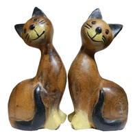 アジアン雑貨 CAT-24 木彫りのネコちゃん