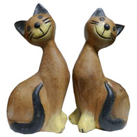 アジアン雑貨 CAT-25 木彫りのネコちゃん