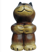 アジアン雑貨 CAT-37 猫ちゃん木彫り