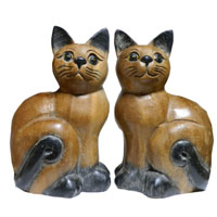 アジアン雑貨 CAT-4 木彫りのネコちゃん