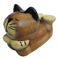 アジアン雑貨 CAT-42 猫ちゃん木彫り