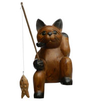アジアン雑貨 CAT-7 ネコちゃん木彫り