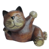 アジアン雑貨 CAT-9 ネコちゃん木彫り