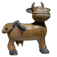 アジアン雑貨 COW-1 舌出し牛さんの木彫り