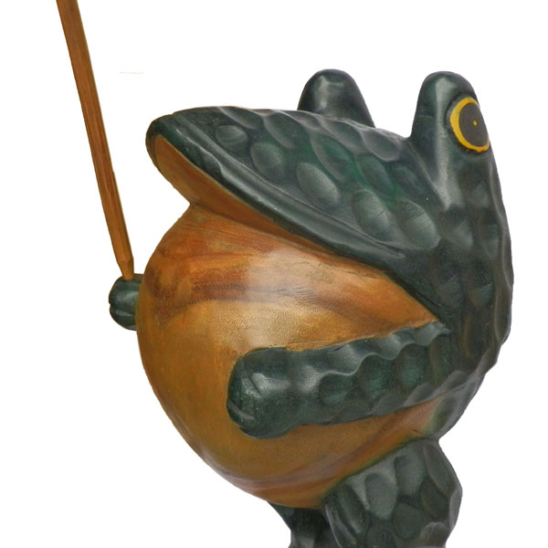 アジアン雑貨 KEU-1 特大の傘持ちカエルさんの木彫り